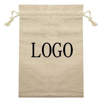 Personalized Flat Top Linen Drawstring Pouches