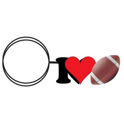 I Love Football Key Chain w/Clear Mirrored Back (6 Square Inch)