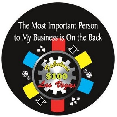 Las Vegas $100 Poker Chip Hand Mirror (2½" Diameter)