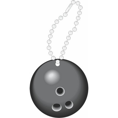 Gray Bowling Ball Promotional Key Chain w/ Black Back (2 Square Inch)
