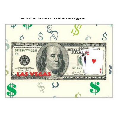 Las Vegas Blackjack $100 Bill Rectangle Badge w/ Bar Pin (2"x3")