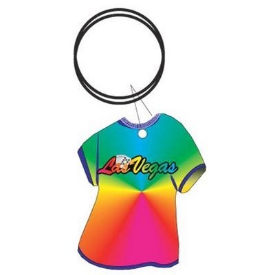 Las Vegas - Royal Flush T-Shirt Key Chain - Clear Mirrored Back (4 Square Inch)