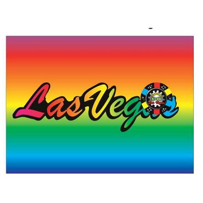 Las Vegas w/ Poker Chip Metal Photo Magnet (2 1/2"x3 1/2")