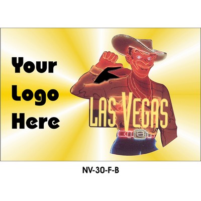 Vegas Vic Neon Cowboy Rectangle Badge w/ Bar Pin (2"x3")