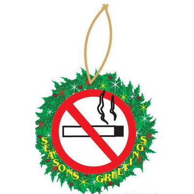 No Smoking Sign Gift Shop Wreath Ornament w/ Clear Mirrored Back (8 Square Inch)
