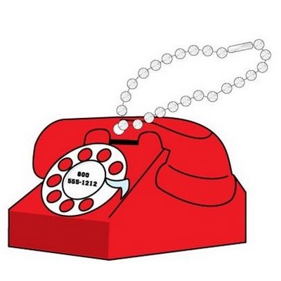 Rotary Dial Telephone Promotional Line Key Chain w/ Black Back (4 Square Inch)