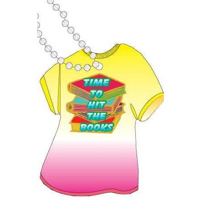 Time to Hit the Books Slogan T Shirt Key Chain w/ Black Back (4 Square Inch)