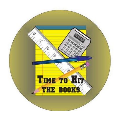 School Supplies Round Badge w/ Bar Pin (2 1/2" Diameter)