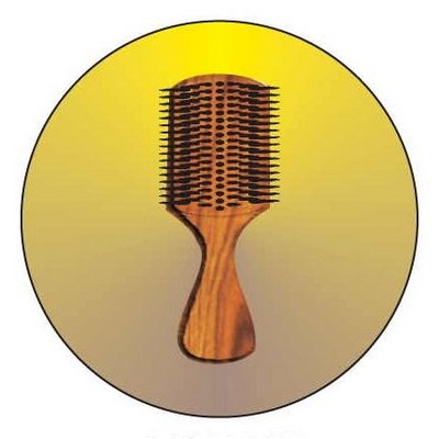 Hair Brush Round Metal Photo Magnet (2 1/2")