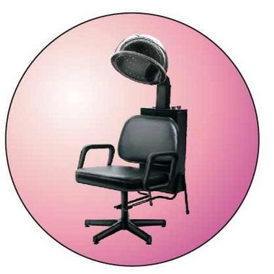 Hair Dryer Chair Round Metal Photo Magnet (2 1/2")