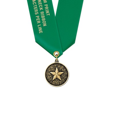 Star Cast CX Medal w/Satin Neck Ribbon (1 1/8")