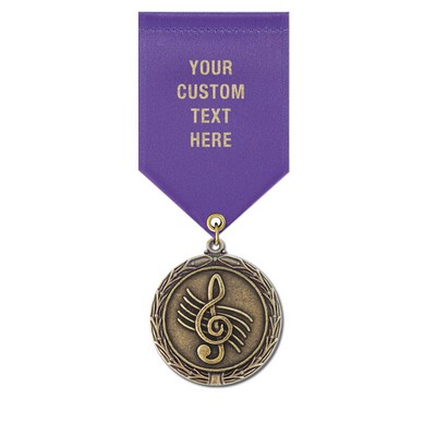 Music Cast MX Medal w/Satin Drape Ribbon (1½")