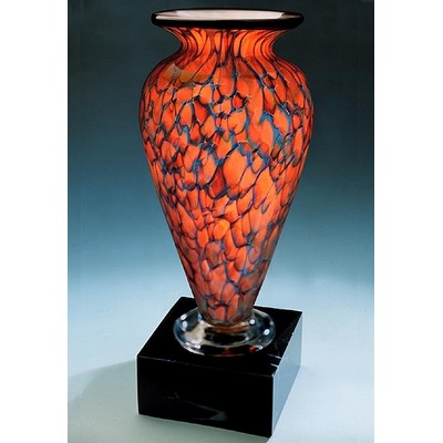 Indigo Monarch Athena Vase w/ Marble Base (3.75"x9.75")