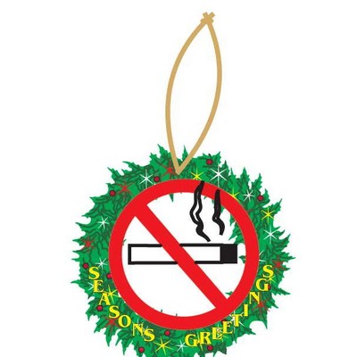 No Smoking Sign Gift Shop Wreath Ornament w/ Clear Mirrored Back (10 Square Inch)