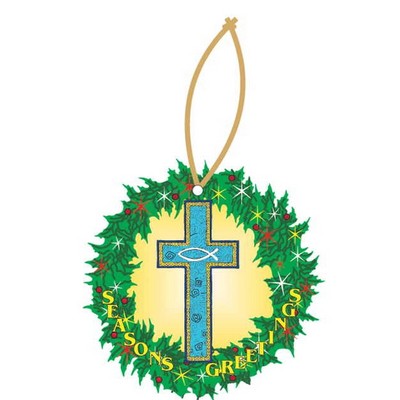 Blue Cross Executive Wreath Ornament w/ Mirrored Back (2 Square Inch)
