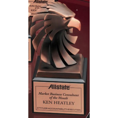 Antique Bronze Finish Modern Eagle Head Trophy (8")