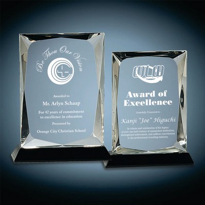 7 3/4" Crystal Clear Rectangle Award w/ Black Base.