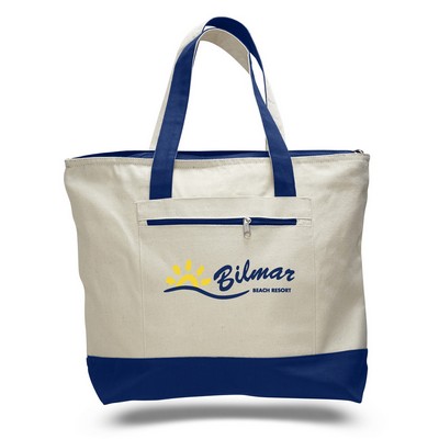 12 Oz. 2 Tone Canvas Zipper Tote Bag (18"x14"x4 1/2")