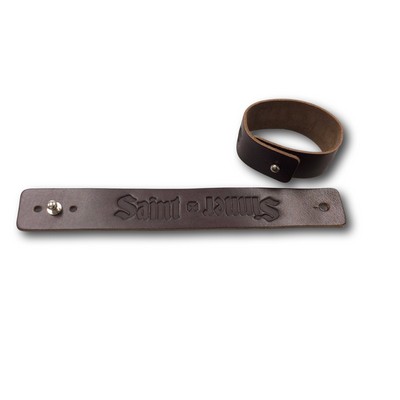 Custom Leather Adjustable Wristband w/ Screw Post (Debossed)