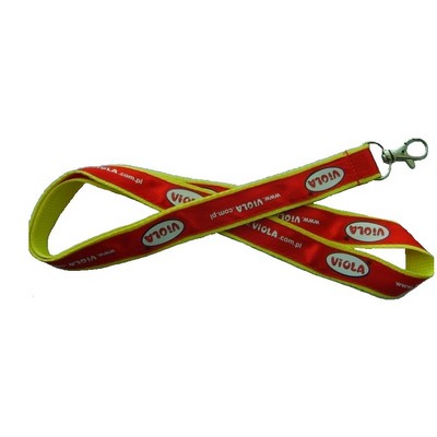 1" Wide Polyester Lanyard w/3/4" Silkscreened Satin Ribbon Sewn On