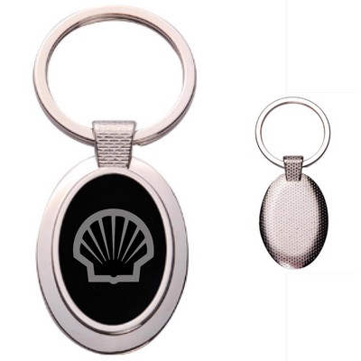 Oval Metal Key Chain w/Dark Reflective Center