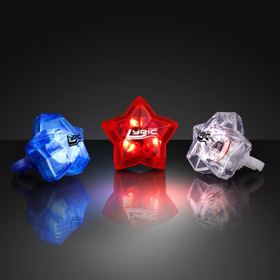 LED Assorted Red , White & Blue Star Bling Rings - PRINTED