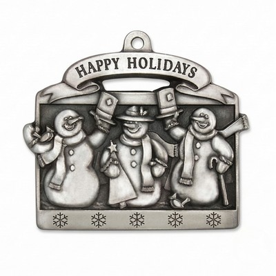 Mini Stock Design Happy Holidays Snowmen Trio Pewter Ornament