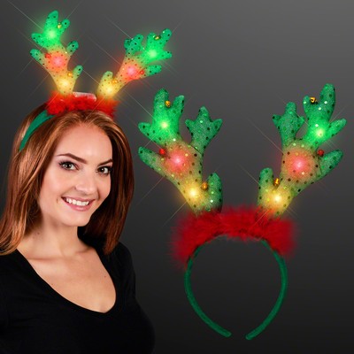 Blinky Soft Reindeer Antlers with Jingle Bells - BLANK