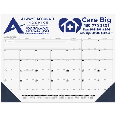 Black Calendar Desk Pad w/13 Sheets & 1 Color Imprint (21 ¾"x 17")