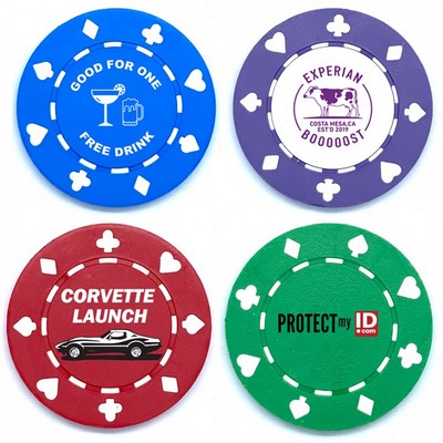 Casino-Style Heavyweight 11.5-Gram Imprinted Poker Chips (Card Suits Pattern)