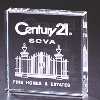 Optical Crystal Square Paperweight (3" x 3")