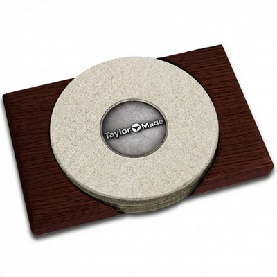 Limestone Coaster w/ Pewter Set of 2" Holder