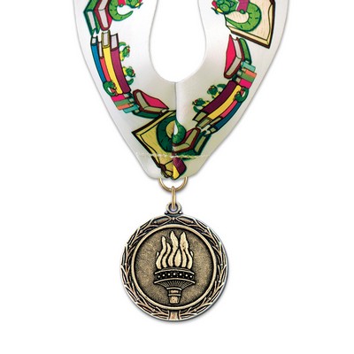 Torch Cast MX Medal w/Stock Millennium Neck Ribbon (1½")