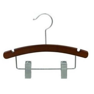 10" Natural Walnut Baby Hanger w/Clips