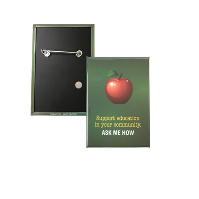 USA Made Celluloid Rectangle Button (2"x3") (Vertical Pin)