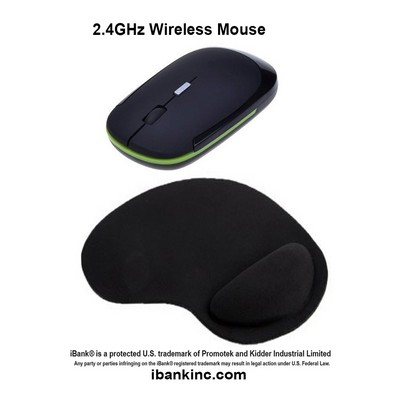 iBank ® 2.4GHz Wireless Mouse + Wrist Rest Mouse Pad