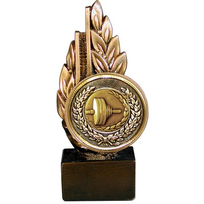 Stock Laurel 9" Trophy with 2" Weightlifting Coin and engraving plate