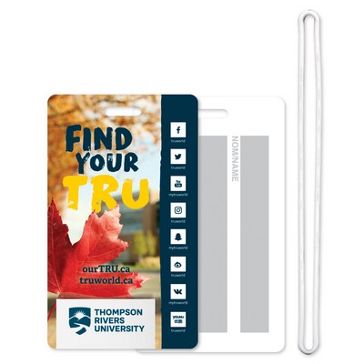 Luggage Tag (2 1/2"x4 1/4") Full Color Front Imprint Write-On Panels on Back with 6" Loop