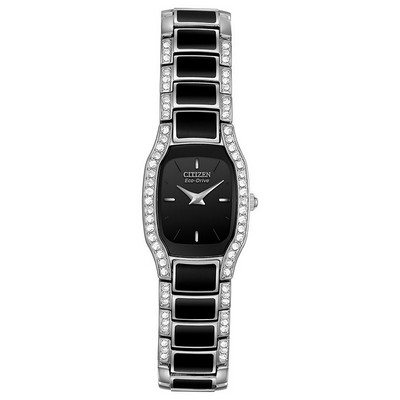 Citizen® Ladies' Normandie Eco-Drive Stainless Steel W/ Black Inlay & Black Dial Watch