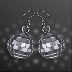 Silver Disco Ball Pierced Earrings, in Pairs (Non-Light Up) - BLANK