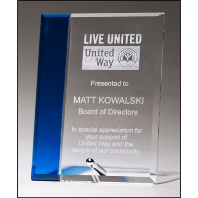 Clear Glass Award w/Sapphire Highlight (5"x7")