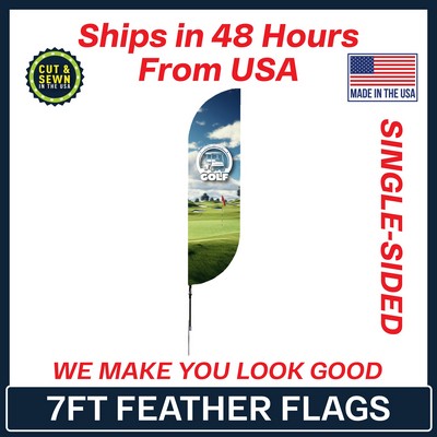 7' Feather Flag - Single Sided /w Spike Base - Made in the USA