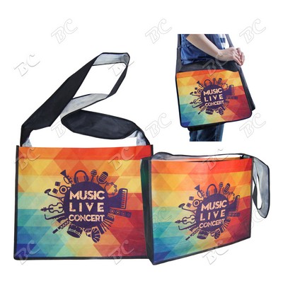 Fully Sublimated 100 GSM PE Non-Woven Messenger Bag (16" x 13")