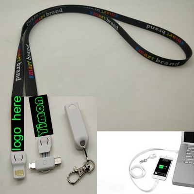 Polyester Lanyards with 3-in-1 USB Charging Cable