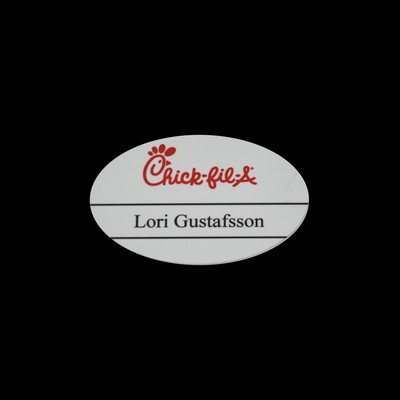 Oval White Metal Full Color Name Badge (2"x3")