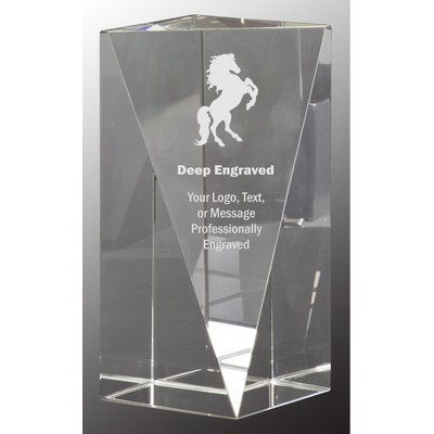 6" Crystal Triangle Front Pillar Award