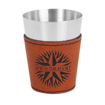 Leatherette on Steel Shot Glass (Rawhide Brown)