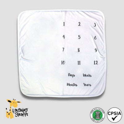 Baby Milestone Blanket 30" x 30" White, Pink or Blue 65% Polyester 35% Cotton- Laughing Giraffe®