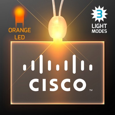 Light Up Promotional Acrylic Rectangle Necklaces with Amber LED - PRINTED