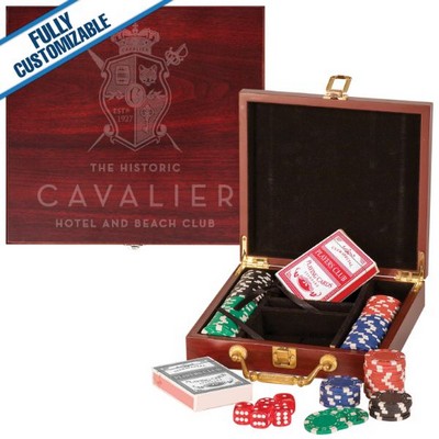 100 Chip Poker Set Rosewood Finish